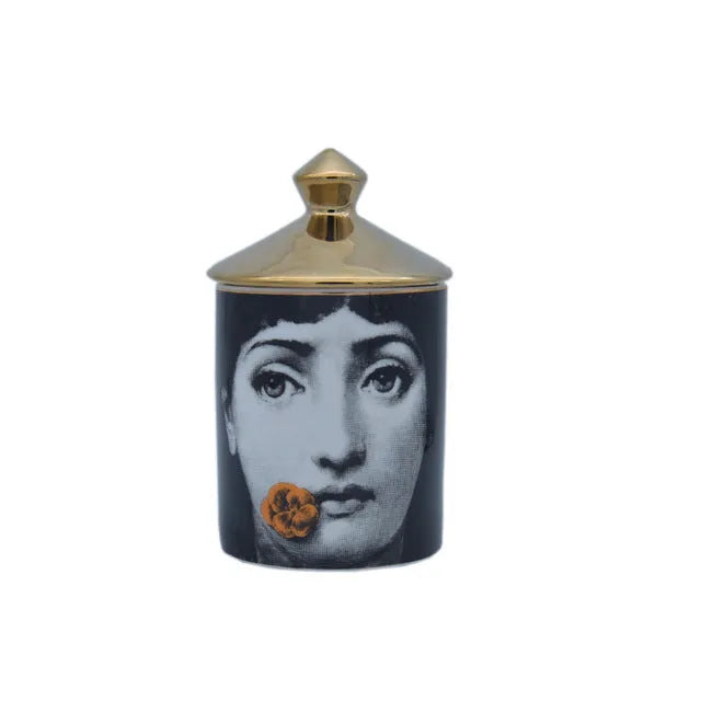 Face Candle Mug Holder Can Cotton Swab Storage - Bellarte Enchanté Face Candle Mug Holder Can Cotton Swab Storage